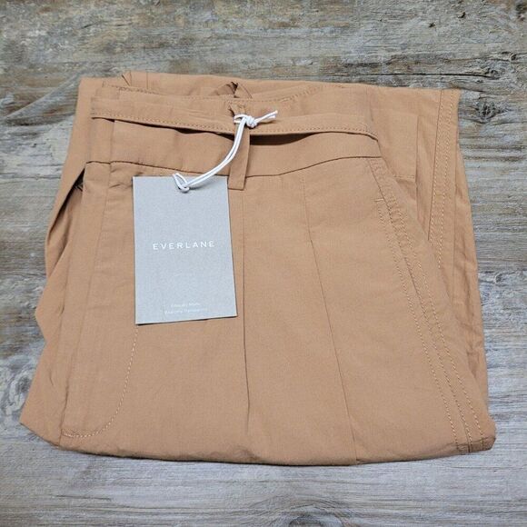 NEW Everlane Size 2 The Poplin Pleated Taper Pant‎ in Caramel Tan Tapered - Picture 4 of 12